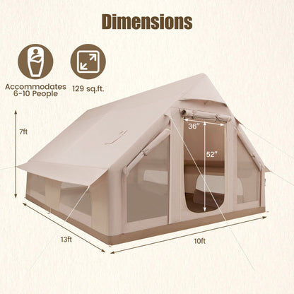 Inflatable Easy Setup 4 Season Waterproof Oxford Camping Tent for Camping with Stove Jack for 6-10 Person