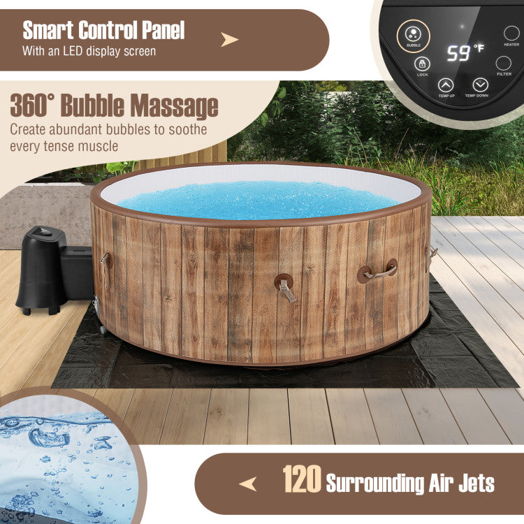 72 Inches Inflatable Hot Tub SPA with 120 Air Jets Electric Heater Pump for 4-6 Person