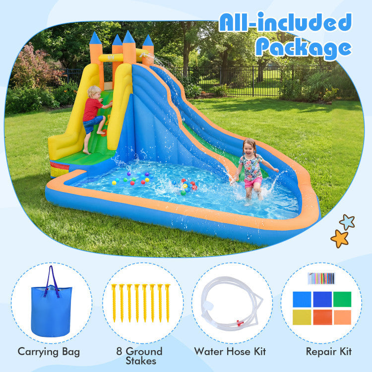 Inflatable Mighty Bounce House Jumper with Water Slide without Blower