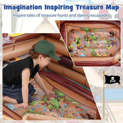 Inflatable Pirate Ship Playhouse with Built-in Motor and Inflatable Toy Sword
