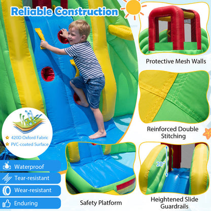 6-in-1 Outdoor Water Park with Downpour Splash Pool and Dual Water Cannons without Blower