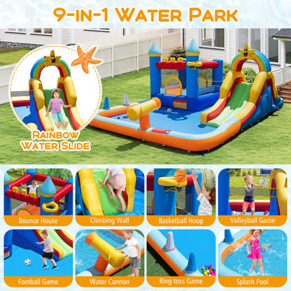 Inflatable Water Slide Park Bouncy Castle with Climbing Wall with Blower