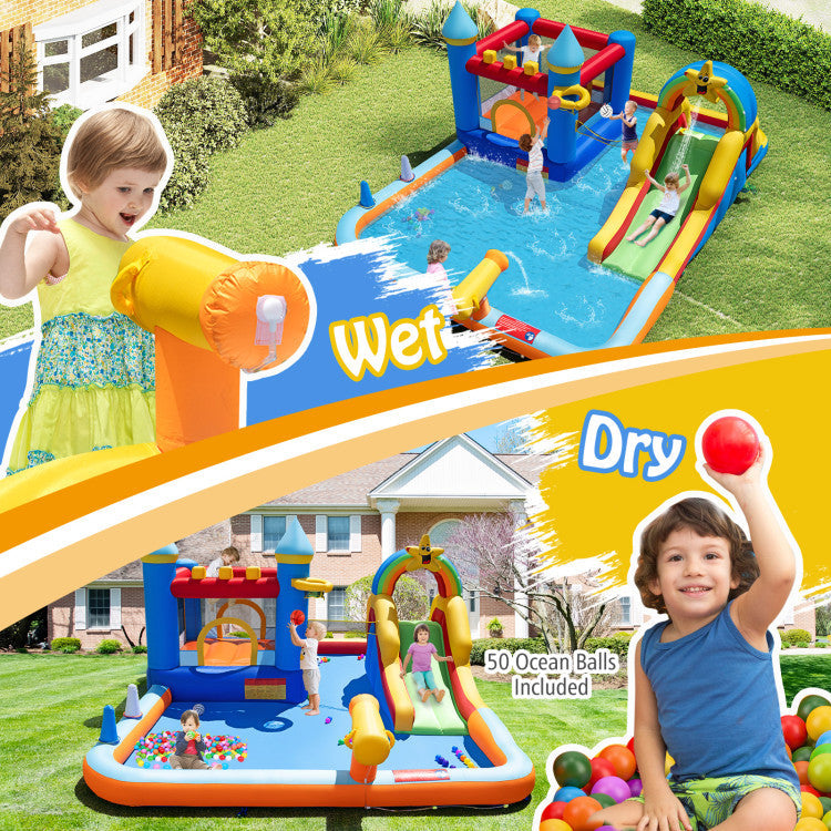 Inflatable Water Slide Park Bouncy Castle with Climbing Wall with Blower