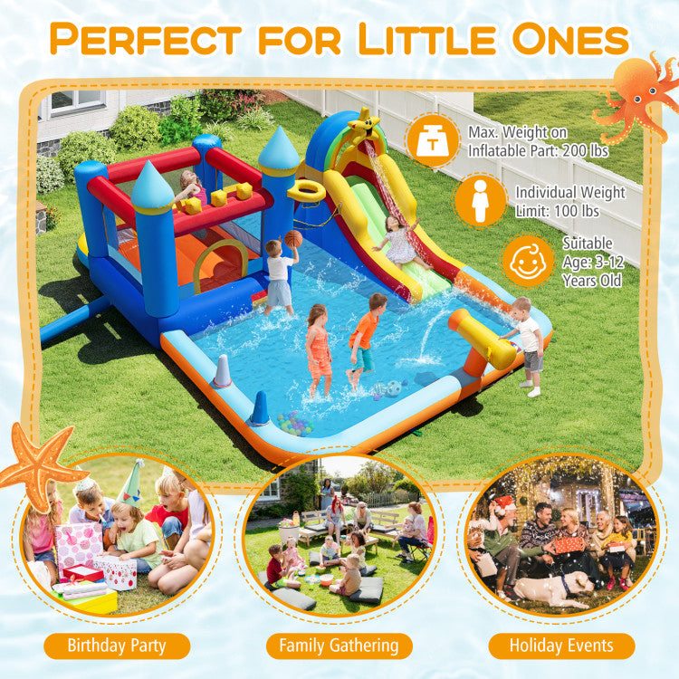 Inflatable Water Slide Park Bouncy Castle with Climbing Wall with Blower