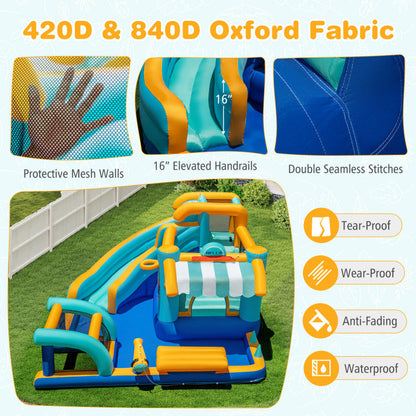 Inflatable Water Slide Bounce House Kids Jump Castle with 735W Blower