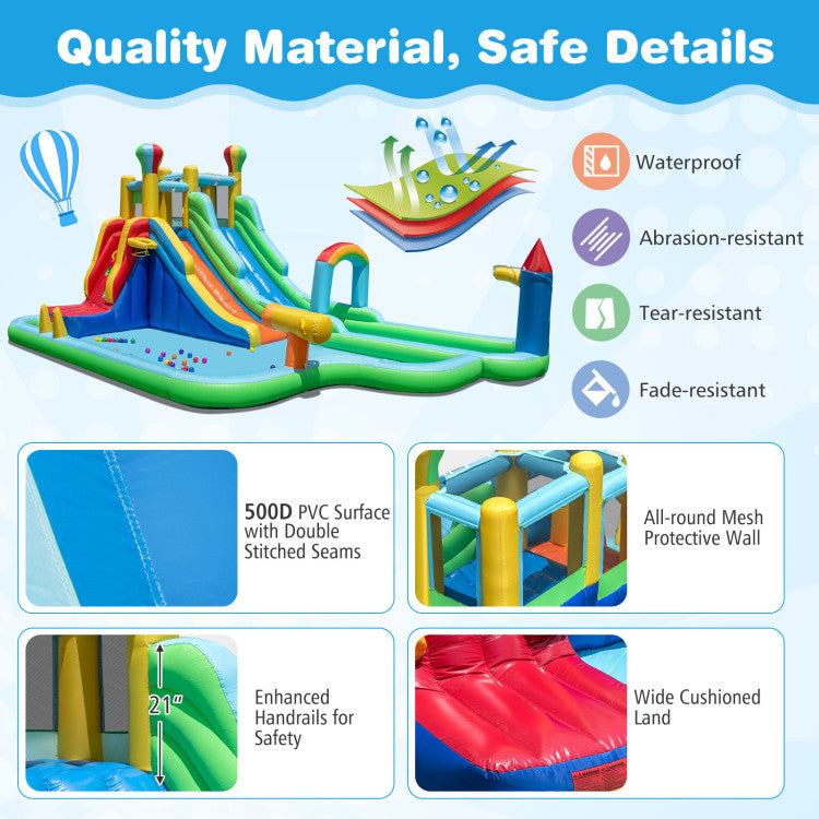 Inflatable Water Slide Park Giant Bounce House with 950W Blower