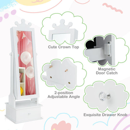 Patented 2-in-1 Kids Play Jewelry Armoire with Full Length Mirror and Drawers