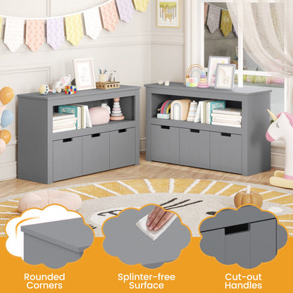 Kid Toy Storage Cabinet Drawer Chest with Wheels and Large Storage Cube Shelf