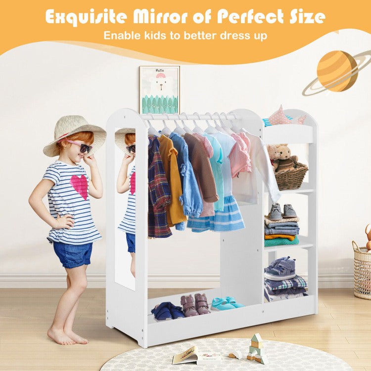 Dress-Up Storage Kids Wardrobe Closet with Mirror