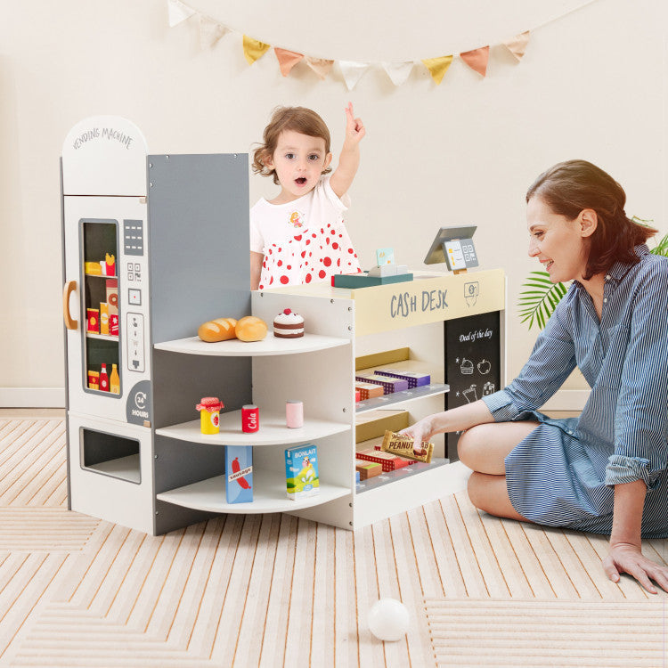 Kids Grocery Store Playset with Cash Register POS Machine