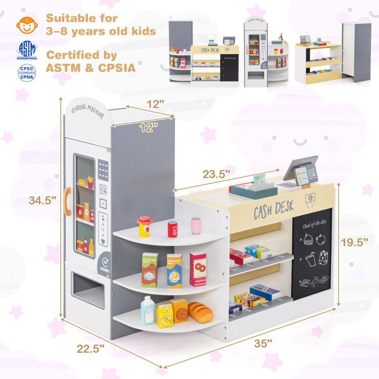 Kids Grocery Store Playset with Cash Register POS Machine