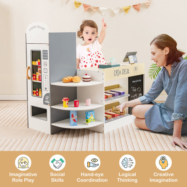 Kids Grocery Store Playset with Cash Register POS Machine