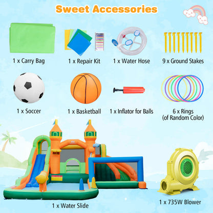 Kids Inflatable Water Slide for Yard Lawn with 735W Blower