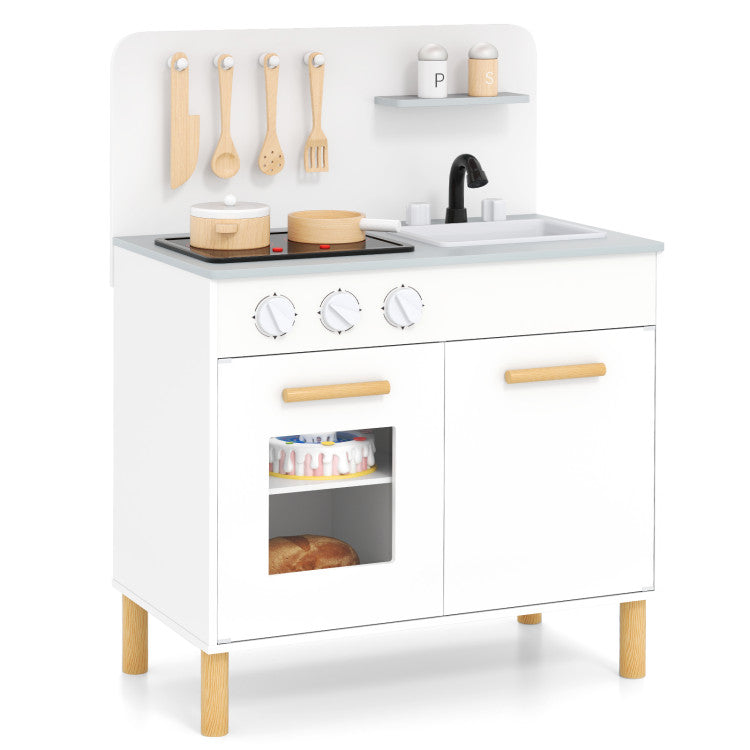 Kids Kitchen Playset with Cooking Accessories and Storage