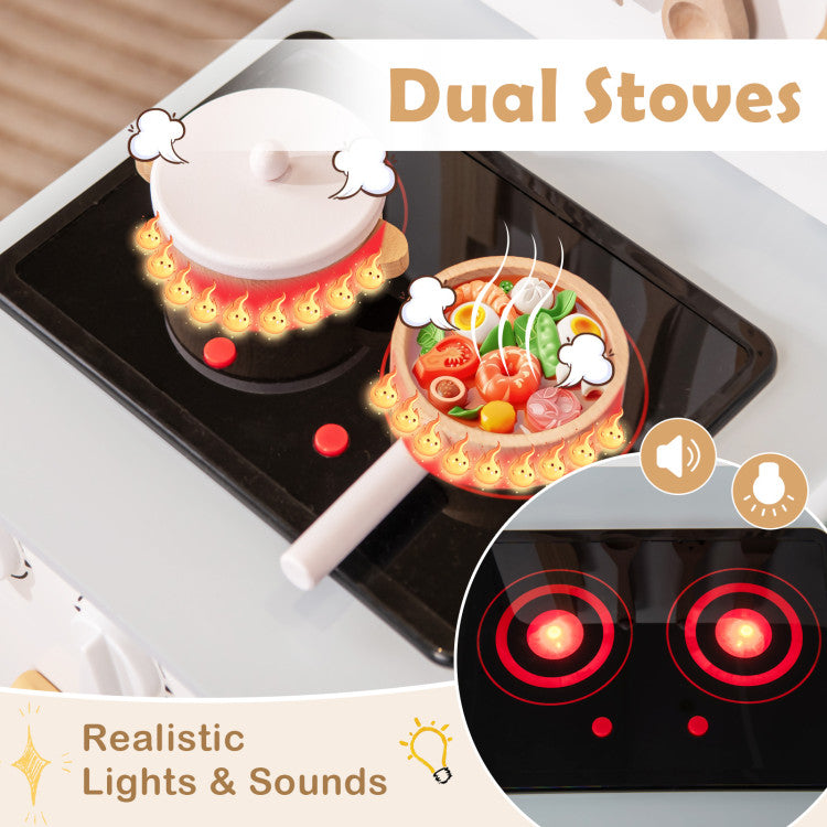 Kids Kitchen Playset with Cooking Accessories and Storage