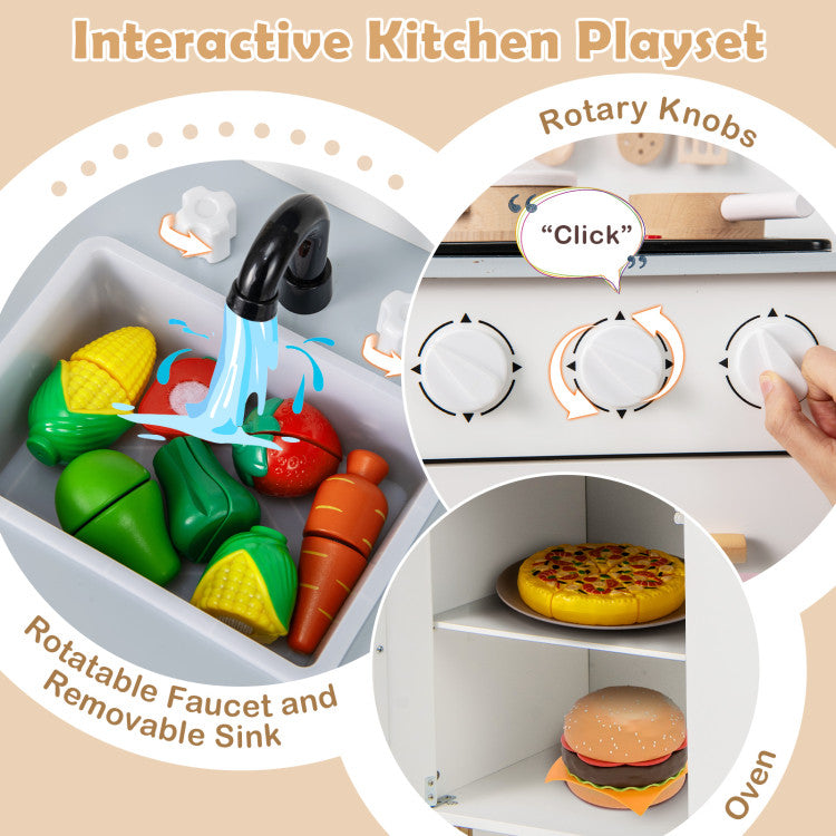 Kids Kitchen Playset with Cooking Accessories and Storage