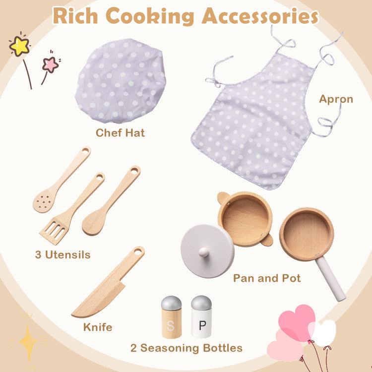 Kids Kitchen Playset with Cooking Accessories and Storage