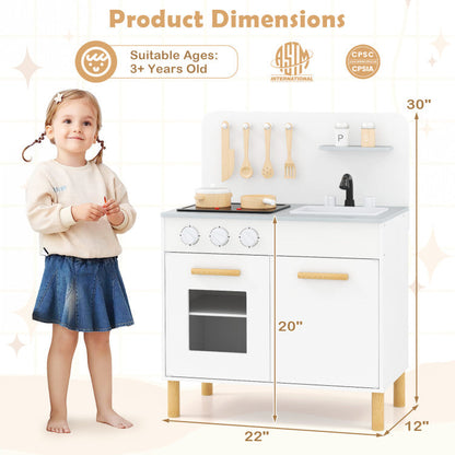 Kids Kitchen Playset with Cooking Accessories and Storage