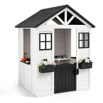 Kids Outdoor Playhouse with Sink Spruce Wooden Cottage with Half Door