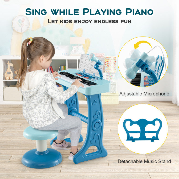Kids Piano Keyboard 37-Key Kids Toy Keyboard Piano with Microphone for 3+ Kids