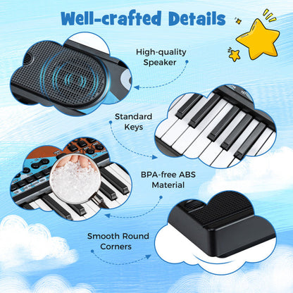 Kids Piano Keyboard 49 Keys Portable Electric Keyboard Piano with 8 Rhythms 8 Tones