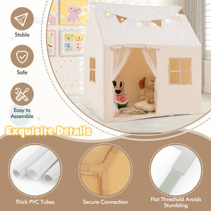 Kids Play Tent Large Playhouse with Glow in the Dark Stars and Mat