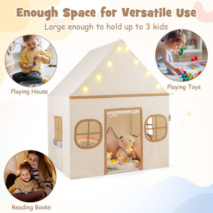 Kids Play Tent Large Playhouse with Door Curtain and Windows Star Lights