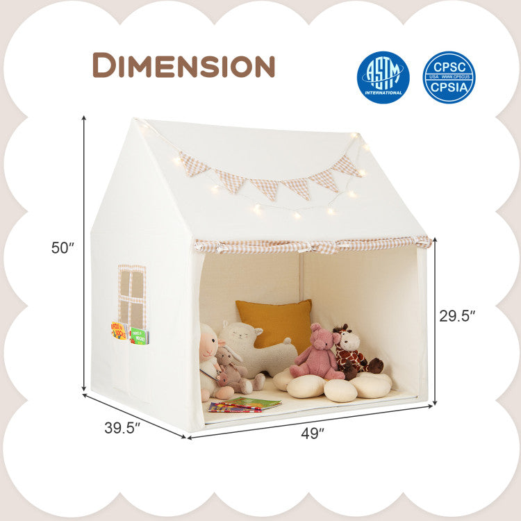 Kids Play Tent Large Playhouse with Padded Mat and 2 Breathable Windows