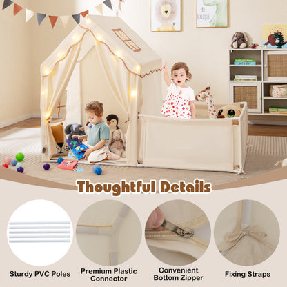 Kids Play Tent with Playpen 2-in-1 Toddler Playhouse with Yard