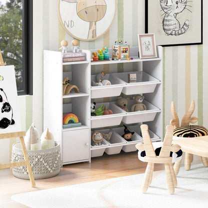 4-Tier Kids Bookshelf and Toy Storage Rack with 8 Toy Organizer Bins