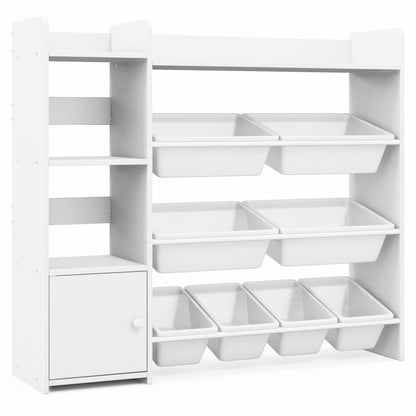 4-Tier Kids Bookshelf and Toy Storage Rack with 8 Toy Organizer Bins