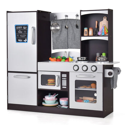 Kids Wooden Modern Kitchen Cooking Pretend Play Set
