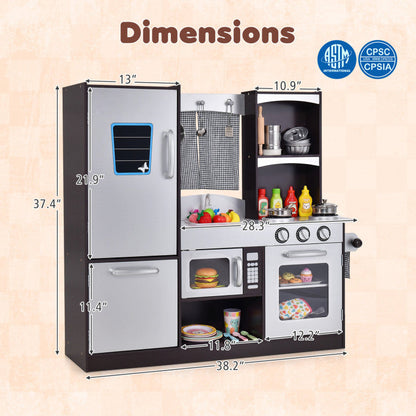 Kids Wooden Modern Kitchen Cooking Pretend Play Set