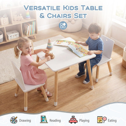Kids Wooden Table and 2 Chairs Set
