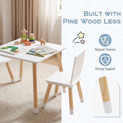 Kids Wooden Table and 2 Chairs Set