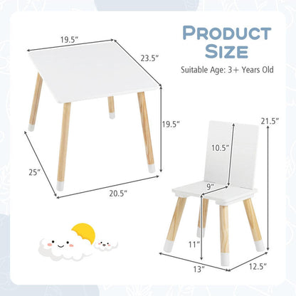 Kids Wooden Table and 2 Chairs Set