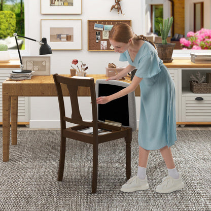 Set of 2 Kitchen Dining Chair with Linen Fabric and Storage Space