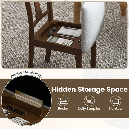 Set of 2 Kitchen Dining Chair with Linen Fabric and Storage Space