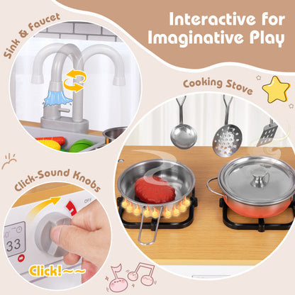 Toddler Pretend Play Kitchen Toy with Stove for 3+ Boys and Girls