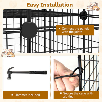 Large 4-Tier Cat Cage with Skylight and Hammock for 1-4 Cats