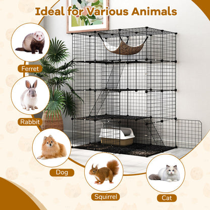 Large 4-Tier Cat Cage with Skylight and Hammock for 1-4 Cats