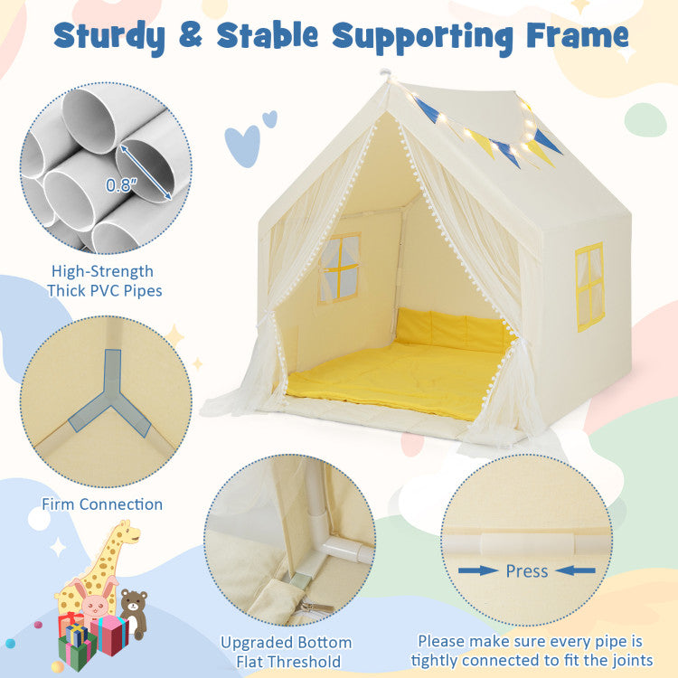 48 x 42 x 50 Inch Large Play Tent with Washable Cotton Mat Holiday Birthday Gift for Kids