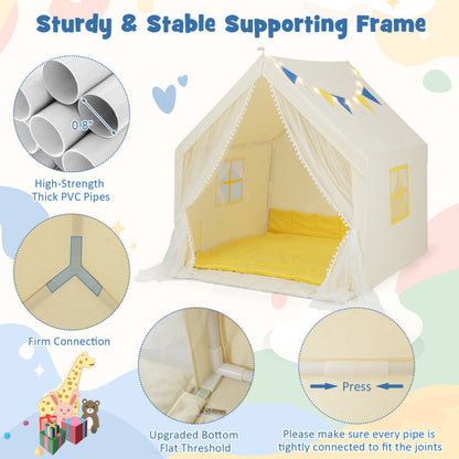 48 x 42 x 50 Inch Large Play Tent with Washable Cotton Mat Holiday Birthday Gift for Kids