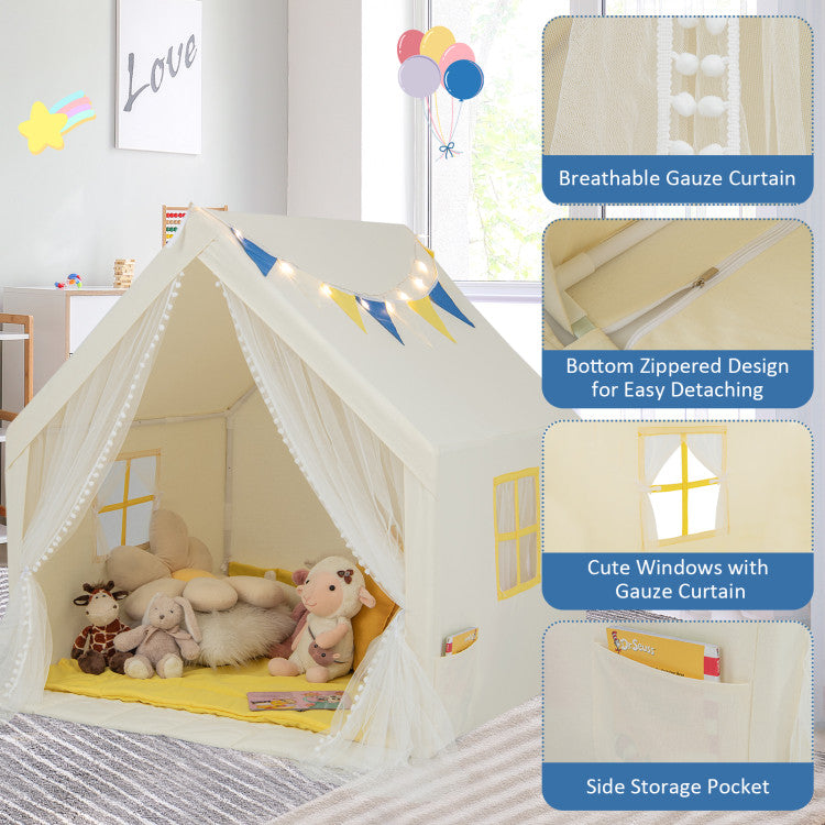 48 x 42 x 50 Inch Large Play Tent with Washable Cotton Mat Holiday Birthday Gift for Kids
