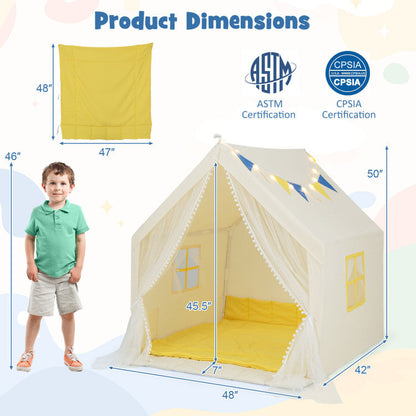 48 x 42 x 50 Inch Large Play Tent with Washable Cotton Mat Holiday Birthday Gift for Kids