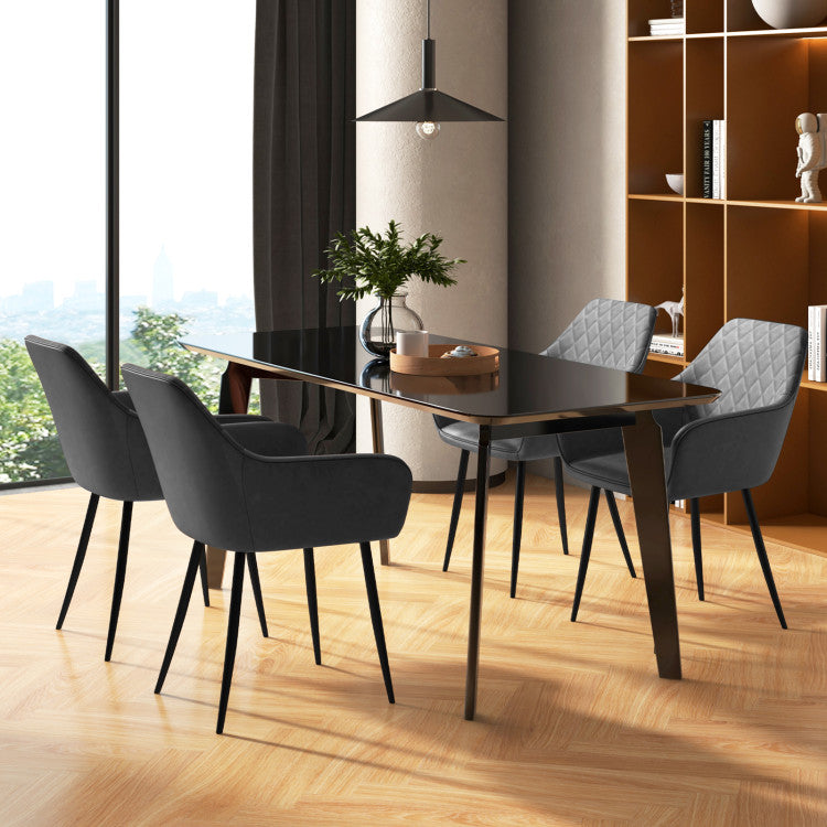 Leisure Dining Chair Set of 2 with Curved Backrest and Wide Seat