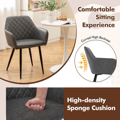 Leisure Dining Chair Set of 2 with Curved Backrest and Wide Seat