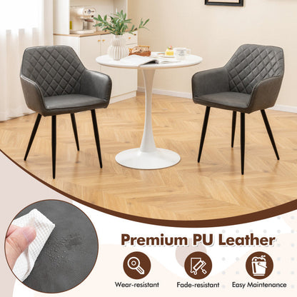Leisure Dining Chair Set of 2 with Curved Backrest and Wide Seat