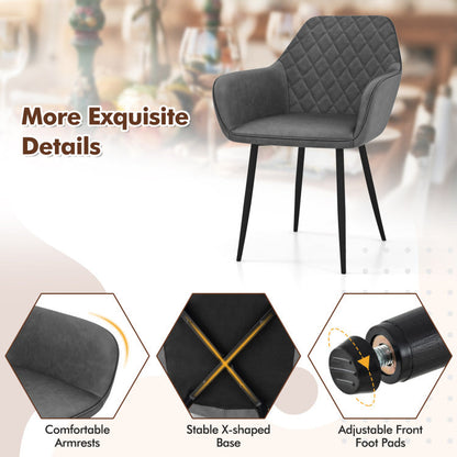Leisure Dining Chair Set of 2 with Curved Backrest and Wide Seat