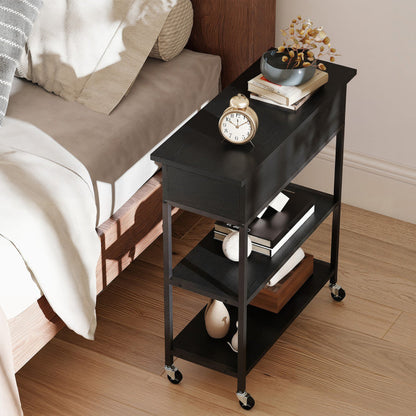 Lift Top End Table with Charging Station and Universal Wheels